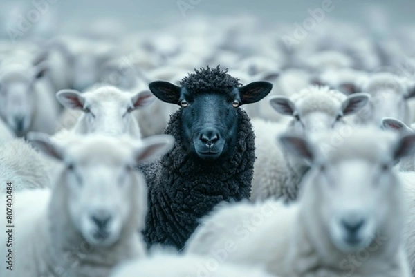 Fototapeta Black sheep. Backdrop with selective focus and copy space