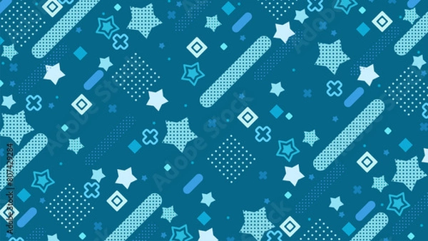 Obraz レトロポップな星と幾何学模様のパターン背景