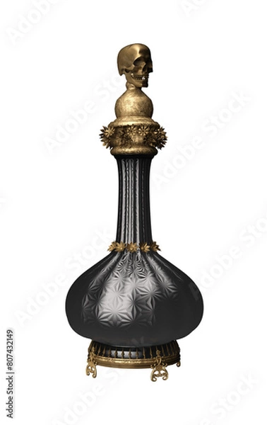 Fototapeta 3d render bottle of potion skull witchcraft isolated