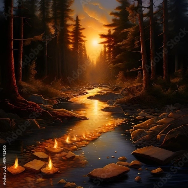 Fototapeta sunset in the forest