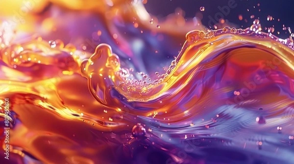 Fototapeta A captivating image capturing the dynamic behavior of liquid iodine at the nanoscale