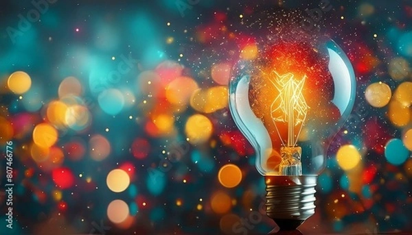 Obraz light bulb with bokeh background. Creative light bulb Think different creative idea concept