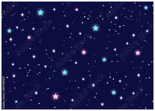 Obraz 宇宙、ファンシー、夜、背景、イラスト、かわいい、カラフル