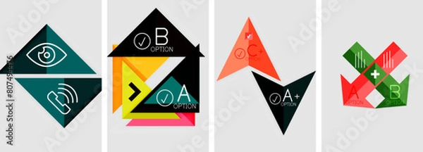 Obraz Set of minimal arrow posters. Vector illustration For Wallpaper, Banner, Background, Card, Book Illustration, landing page