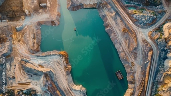 Obraz Reclaimed Beauty: Aerial Photography of Tailings Ponds in Mining Operations