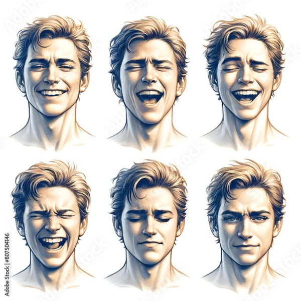 Obraz 様々な表情の男性