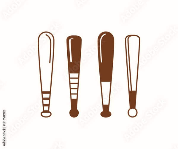 Obraz baseball bats stick icon vector simple flat modern style illustration collections sets 