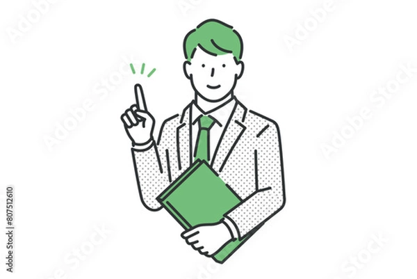 Obraz ポイントを強調するスーツを着たビジネスマン