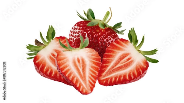 Fototapeta isolated sliced strawberry, GENERATIVE AI