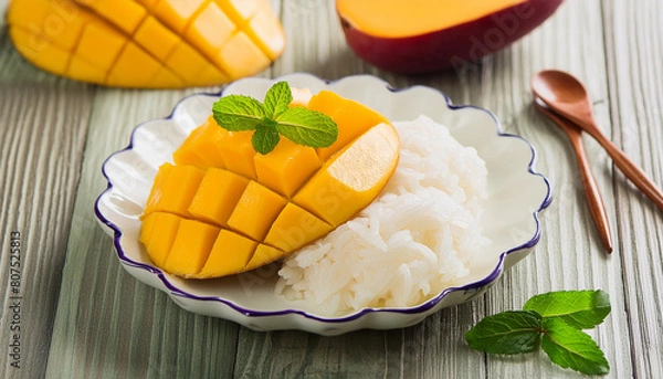 Obraz Mango sticky rice with coconut milk Thai dessert