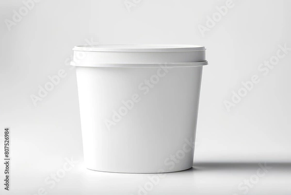 Fototapeta Blank Ice Cream White Container mockup Isolated on a white background
