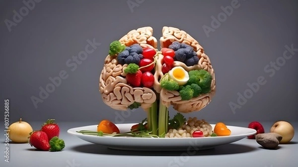 Obraz nourishing meal shaped like a brain. Concept of health in the brain