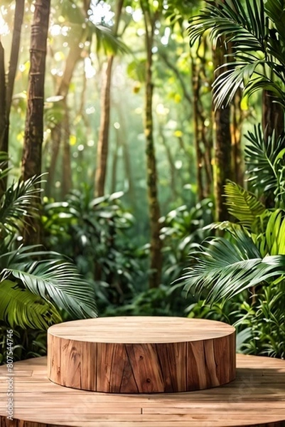 Fototapeta Podium and tree in the garden for product display 