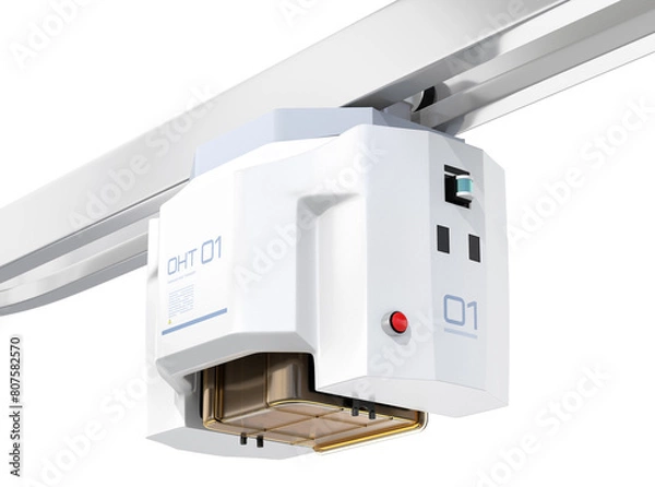 Fototapeta Overhead Hoist Transport-OHT isolated on white background. Generic design. 3D rendering image.