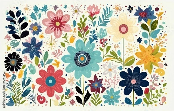 Obraz Fun cute colorful flower 2d background