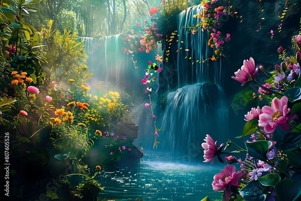 Fototapeta waterfall in the forest