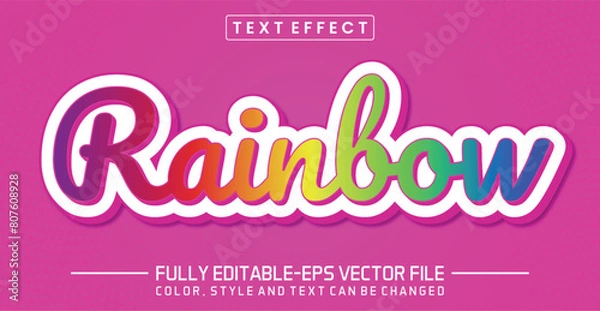 Fototapeta Rainbow editable text effect template