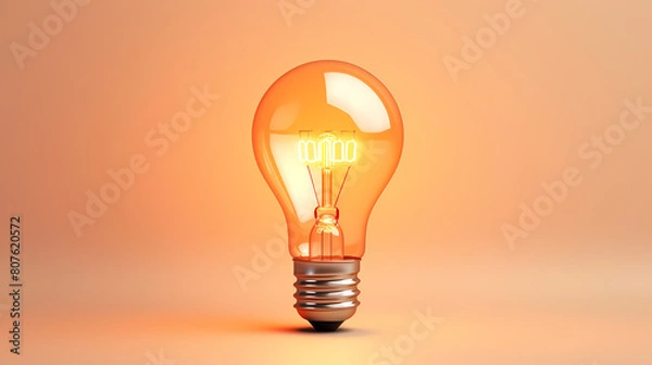 Fototapeta Yellow light bulb, creative concept