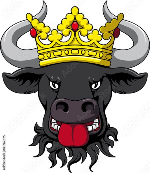 Obraz bull with golden crown - vector, isolated