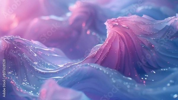 Fototapeta Ethereal Harmony: Soft, calming hues blend seamlessly with neon geomatic lines, enveloping tranquil 3D waves in an aura of serenity.