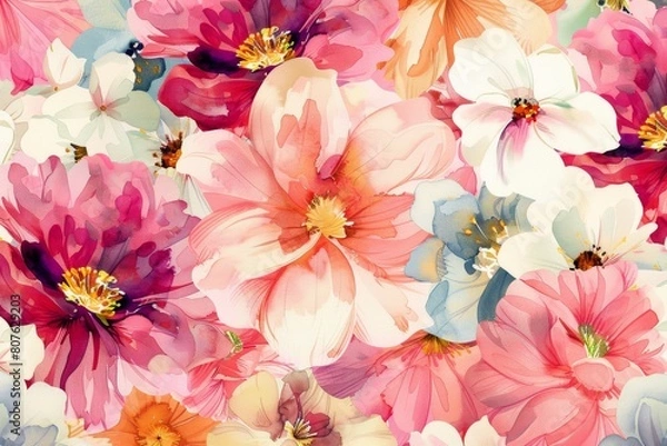 Obraz watercolor flowers background