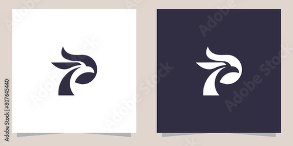 Fototapeta letter p with eagle logo design