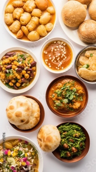 Fototapeta  A Variety of Delicious Indian Snack Filled on Tray,