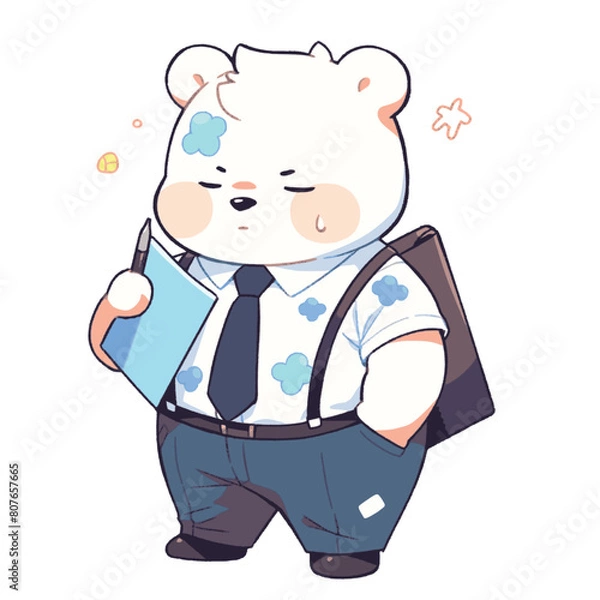 Obraz Little bear with a drawing pen