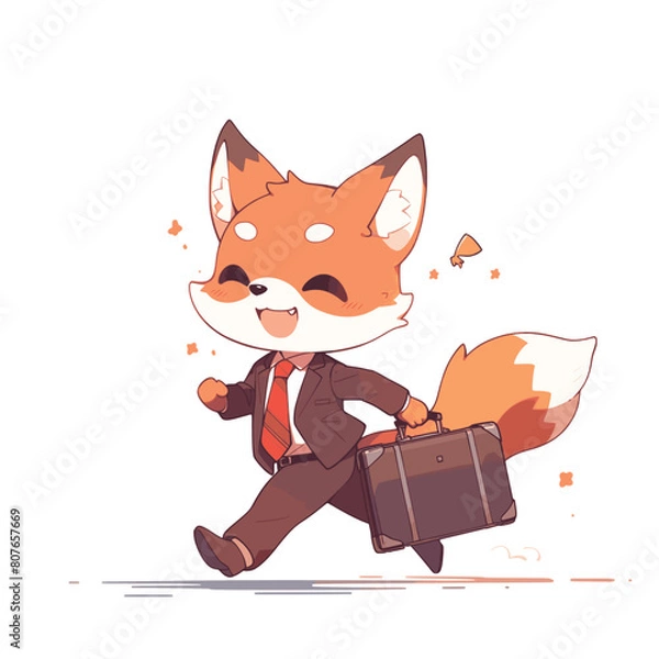 Obraz Little fox running to work