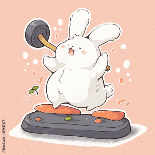 Obraz Fat rabbit exercising