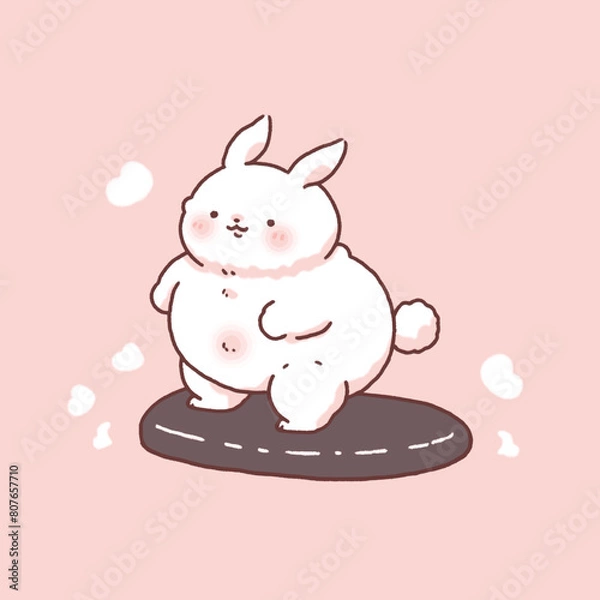 Obraz Fat rabbit exercising