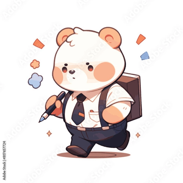 Obraz Little bear with a drawing pen