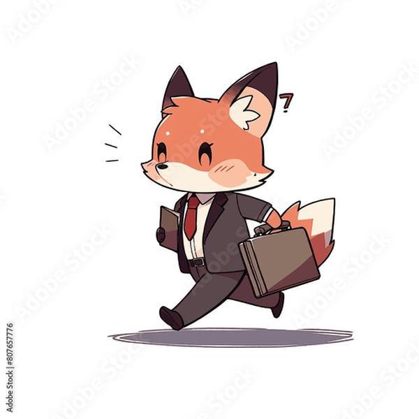 Obraz Little fox running to work