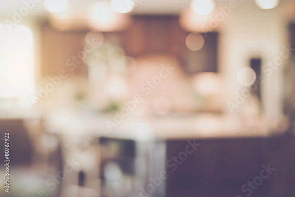 Fototapeta Blurred Modern Kitchen with Retro Instagram Style Filter