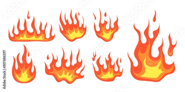 Fototapeta a collection of vector cartoon flames with matching red and yellow colors