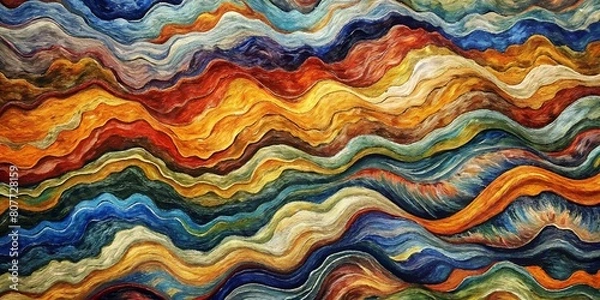 Fototapeta Wavy oil paint textures as abstract patchwork background or striped textured wallpaper, art print, pattern, etc. High quality details