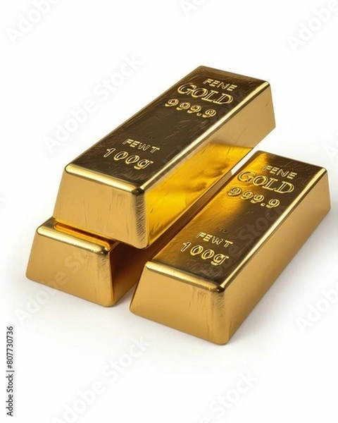 Obraz Gold Bars isolated on white  3d render