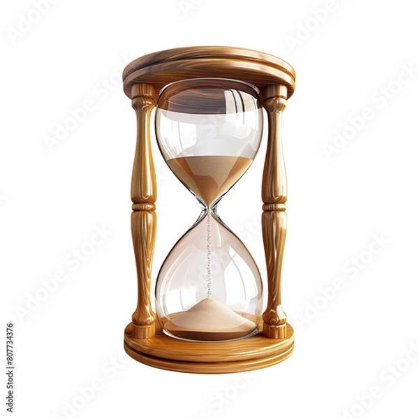 Fototapeta Tradisional Sand hourglass isolated on transparent a background