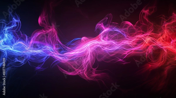 Fototapeta Abstract smoke neon background, shining backdrop