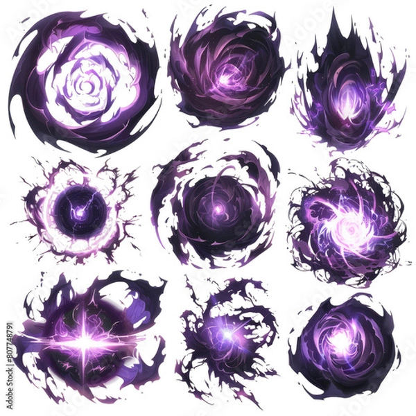 Obraz dark purple energy explode for 2d game effect