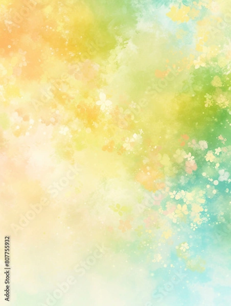 Obraz カラフルな花柄のキラキラ水彩テクスチャ背景　Generative AI