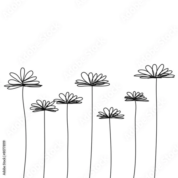 Fototapeta black doodle flower vector