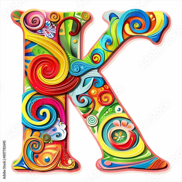 Obraz frame with flowers letter K