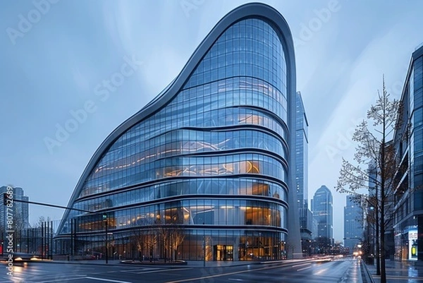 Fototapeta DNA-Inspired Skyscraper: Interconnections of Life and Ingenuity