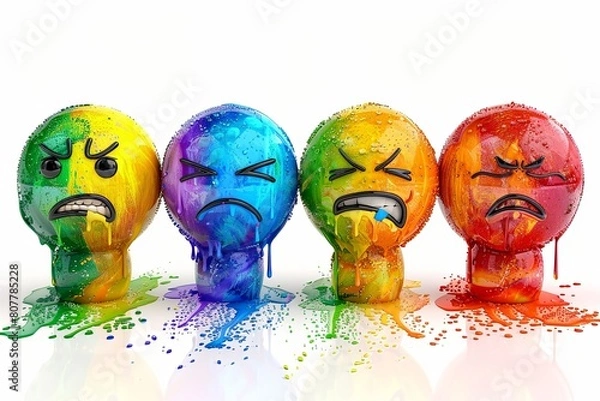 Fototapeta Emotional Expressions: Whimsical and Colorful Icon Set
