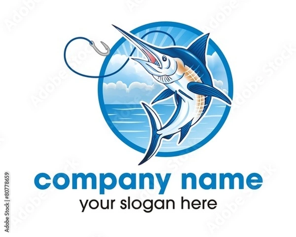 Fototapeta blue fish logo