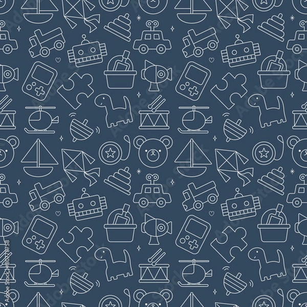 Fototapeta toy line icon pattern set