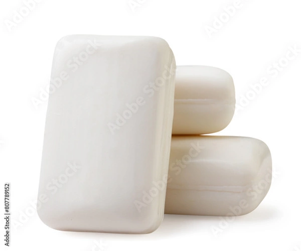 Fototapeta Pile of soap bars on a white background. Isolated