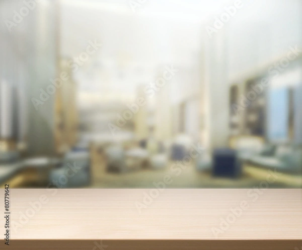 Fototapeta Table Top And Blur Office Background