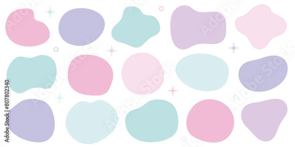 Obraz シェイプ　カラフル　ピンク　水色　紫　キラキラ　セット